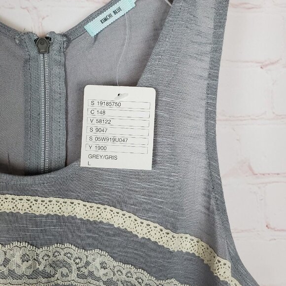 NEW Urban Outfitters Kimchi Blue Womens Lace Zipper Back Long Tank Top L Gray - Picture 2 of 11